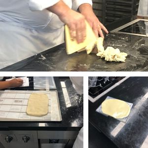 Rolled out dough and butter