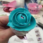 Rosette made of blue cake icing